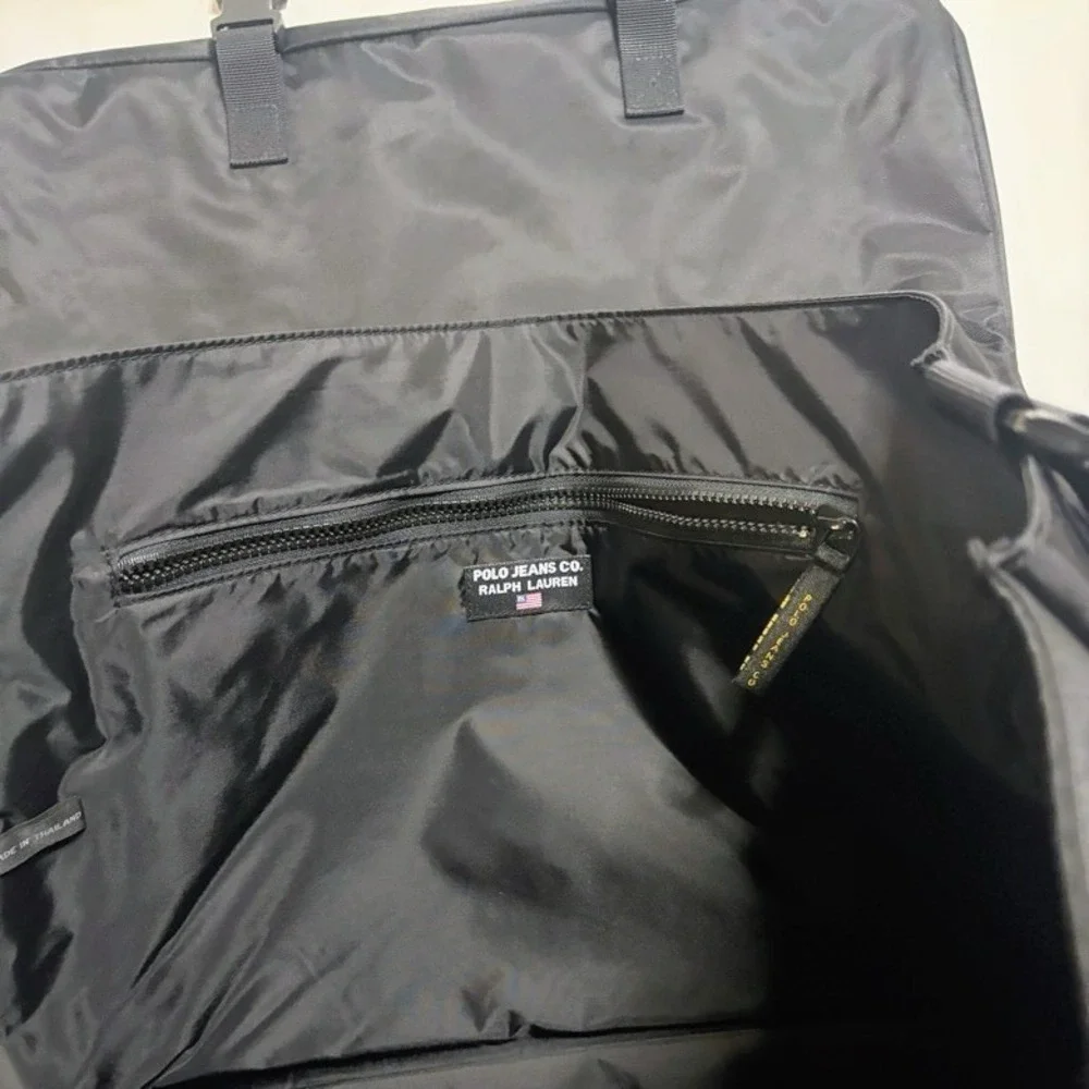 Ralph Lauren POLO Jeans Co Large Laptop Black Nylon Messenger Bag Unisex Satchel
